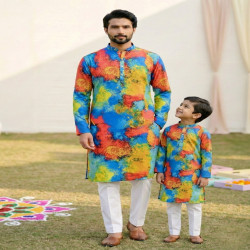 Father & Son Matching Cotton Kurta Pajama Combo Set – Festive Twinning Collection